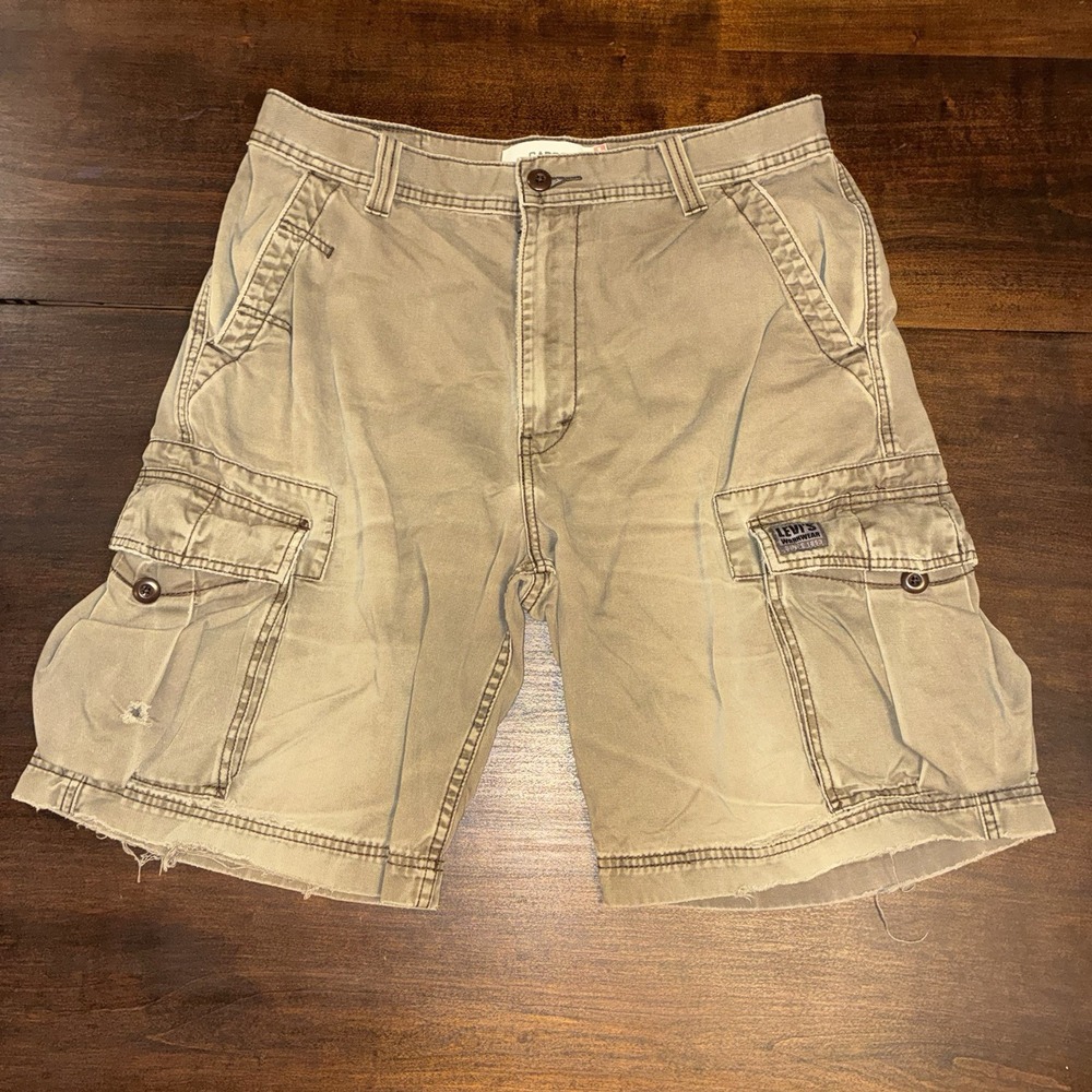 Levi's Mens Cargo Shorts Sz 34 Khaki Tan Utility Pockets Hiking Workwear Casual